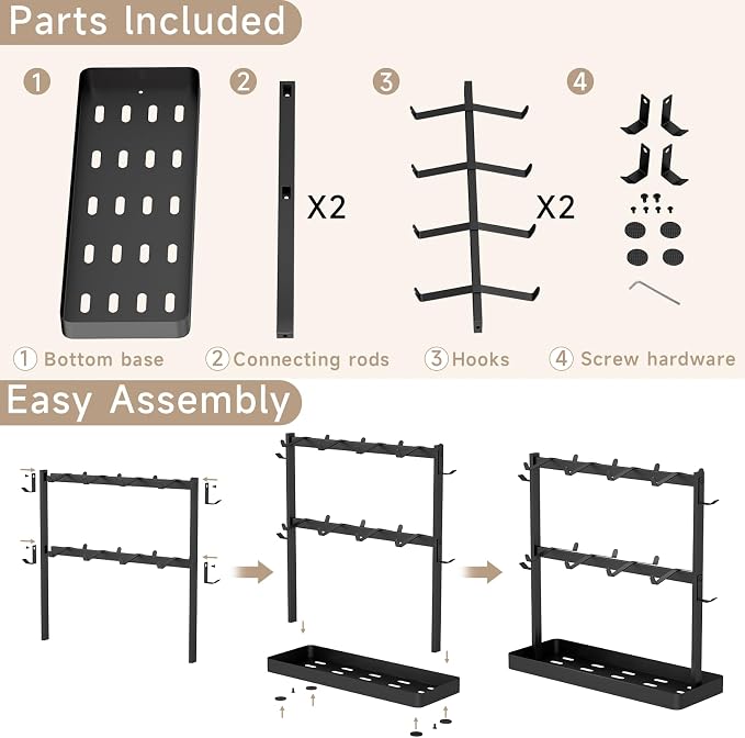 Coffee Mug Holder for Countertop 20 Hooks Mug Tree Rack 2 Tier Counter Cups - Image 6