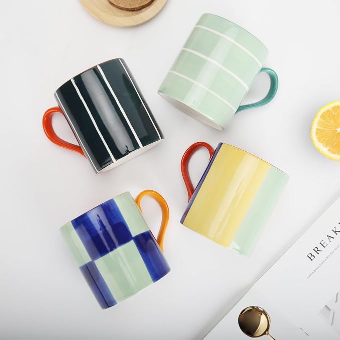 Koja 16 oz Premium Hand Painted Porcelain Ceramic Mug Set, Large Coffee & Tea - Image 4