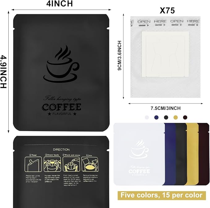 75 Pcs Coffee Filter Paper Bag - Image 2