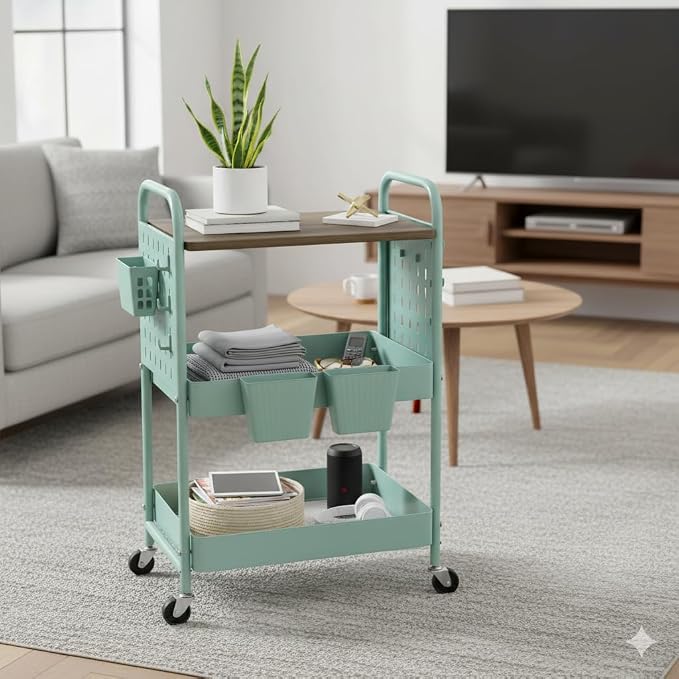 danpinera 3 Tier Rolling Cart, Metal Storage Cart - Image 8
