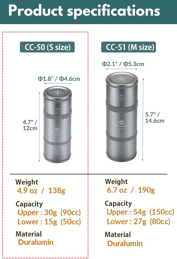 CAMPINGMOON 2-Layer Portable Coffee Bean Storage Canister Airtight Duralumin - Image 6