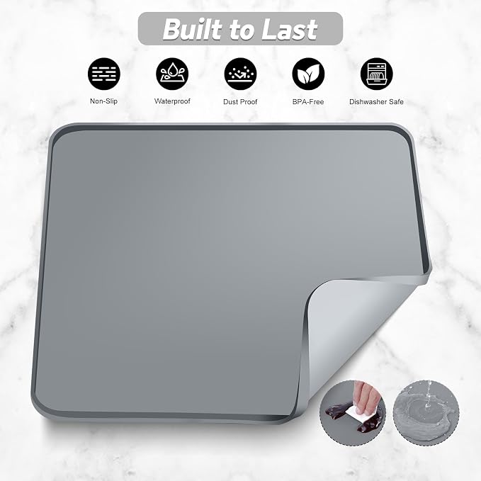 Garolue Silicone Coffee Mat, Non Slip Dish Drying Mat - Image 6