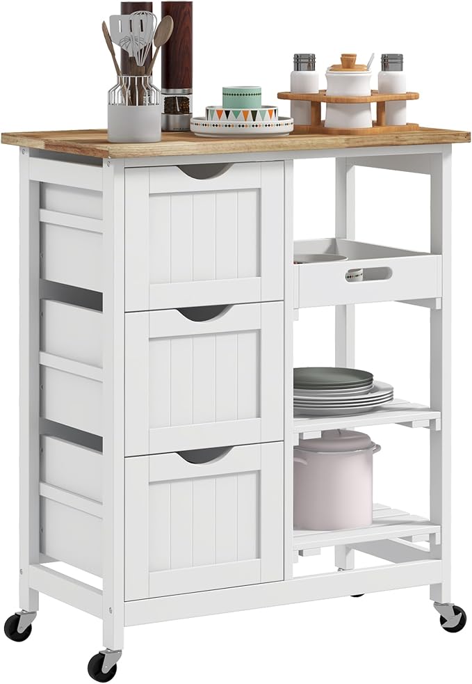Small Kitchen Island on Wheels by EEBUIHUI