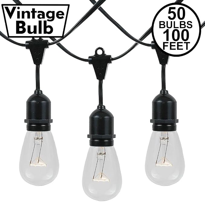 Novelty Lights 100 Feet, 50 Suspended E26 Sockets, S14 String Light Set - Image 2