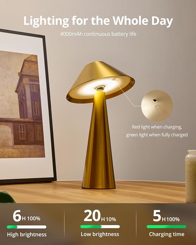Bojim 2 Pack Rechargeable Cordless Table Lamp, Touch - Image 4