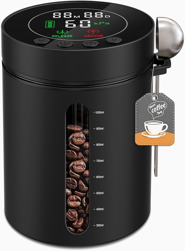 Automatic Vacuum Coffee Canister, 1.3L Coffee Container by ZDXBO