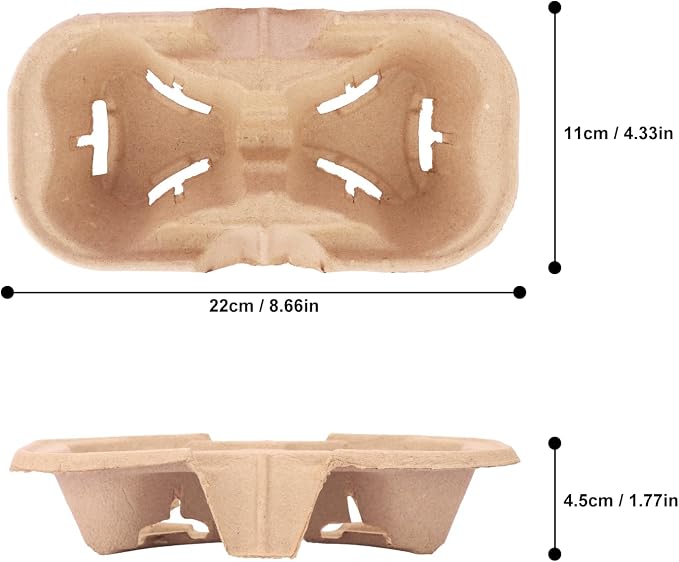 100 Pack Eco-Friendly Two Cup Drink Carrier, Disposable Cup Holder Tray - Image 2