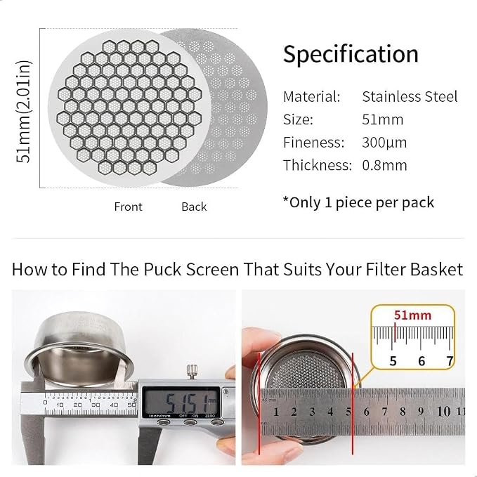 watchget 51mm Espresso Puck Screen Reusable Mesh Coffee Filter 0.8mm Thickness - Image 2