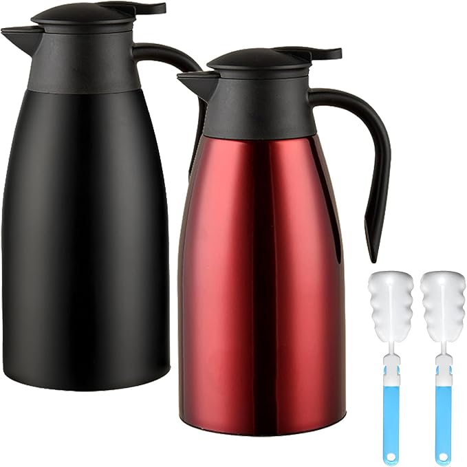 70 oz Thermal Coffee Carafe, Updated 2 PCS Insulated Stainless Steel Coffee by Dumfoin