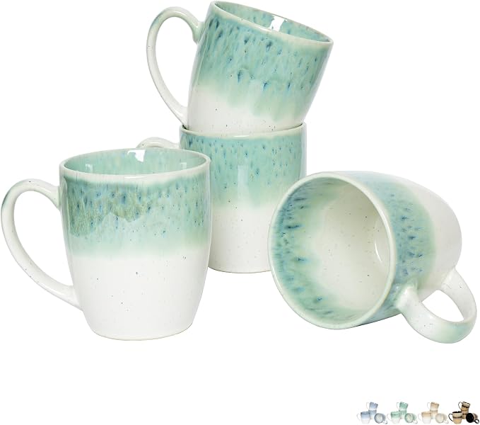 Bosmarlin Ceramic Coffee Mug Set of 4, 17 Oz, 4 Colors to Choose, Tea Cups by Bosmarlin