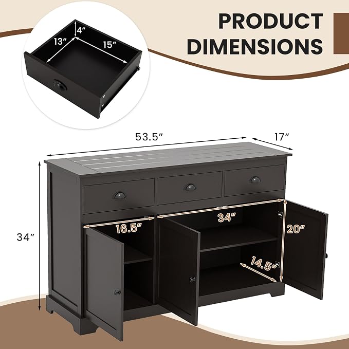 COSTWAY Sideboard Buffet Cabinet - Image 3
