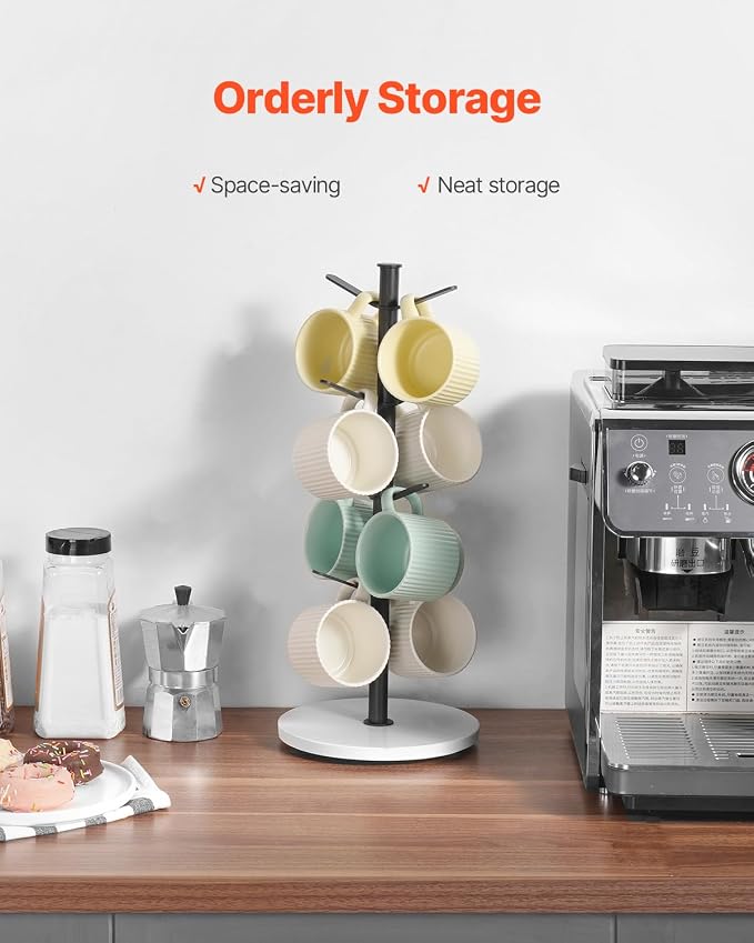VEVOR Mug Holder Tree with Marble Base, 8 Hooks Coffee Cup Holder - Image 3