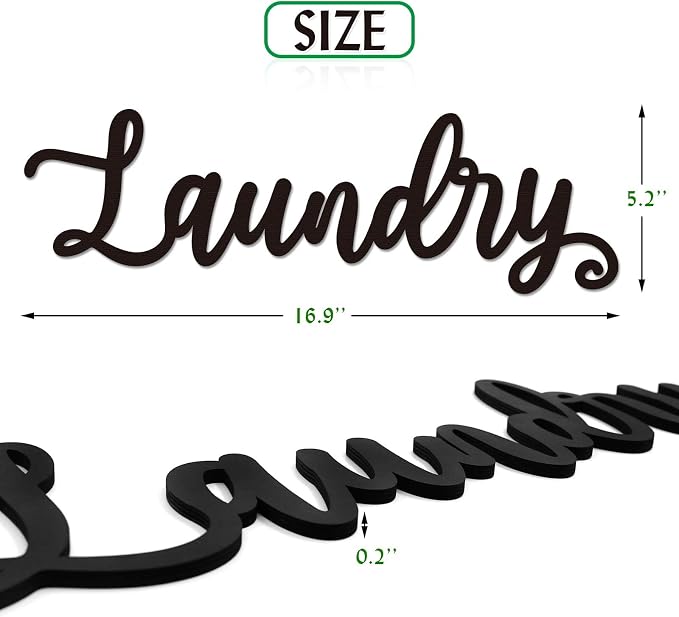 Huray Rayho Laundry Room Decor and Accessories Wooden Laundry Sign Wall Art - Image 3
