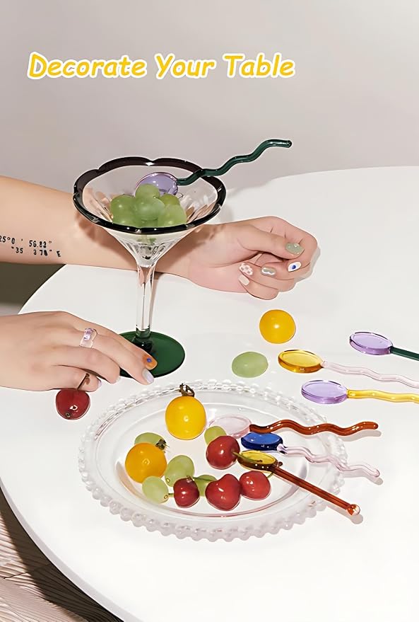 Glass Spoons Clear Coffee Stirring Spoon Milk Cocktail Drinks Espresso Mixing - Image 9