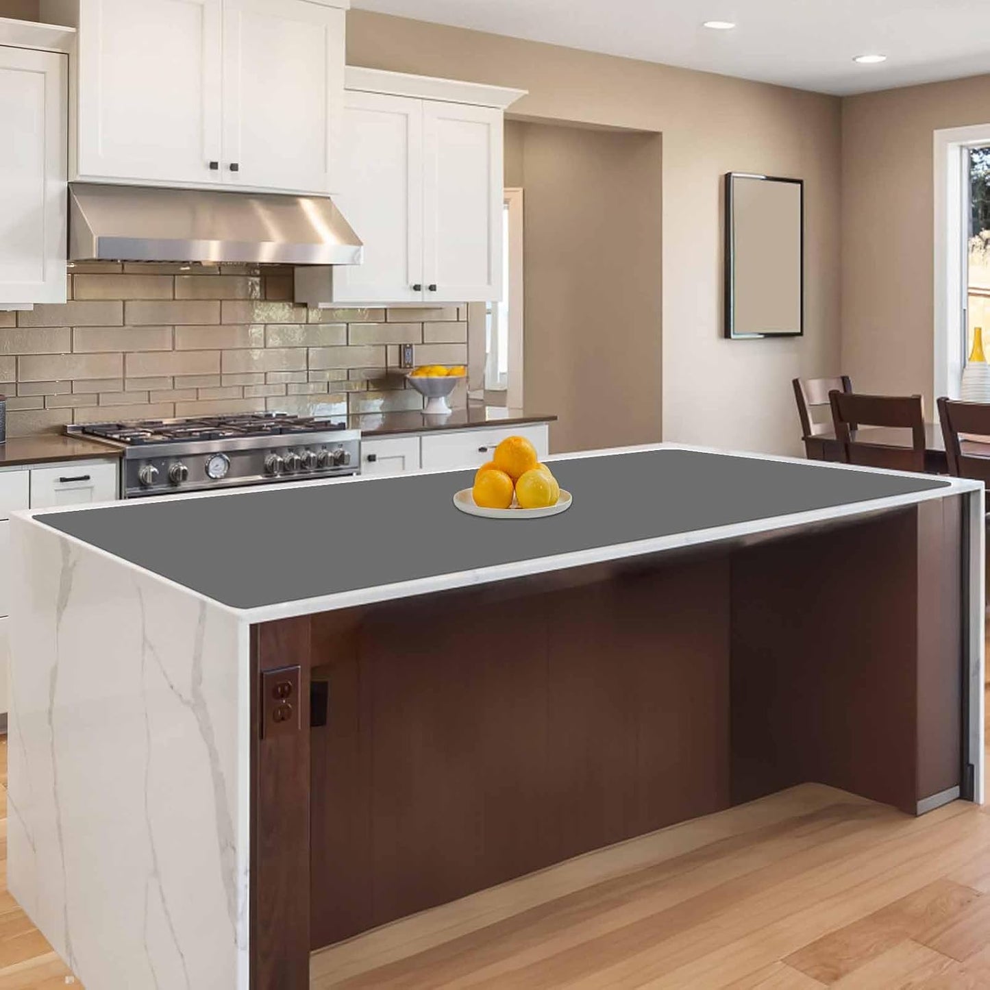 47.2"x23.6"(120cmx60cm) Large Silicone Mat for Kitchen Counter, Non-Slip Heat Resistant Countertop Protector, Waterproof Multipurpose Mat for Kitchen Island, Dark Gray