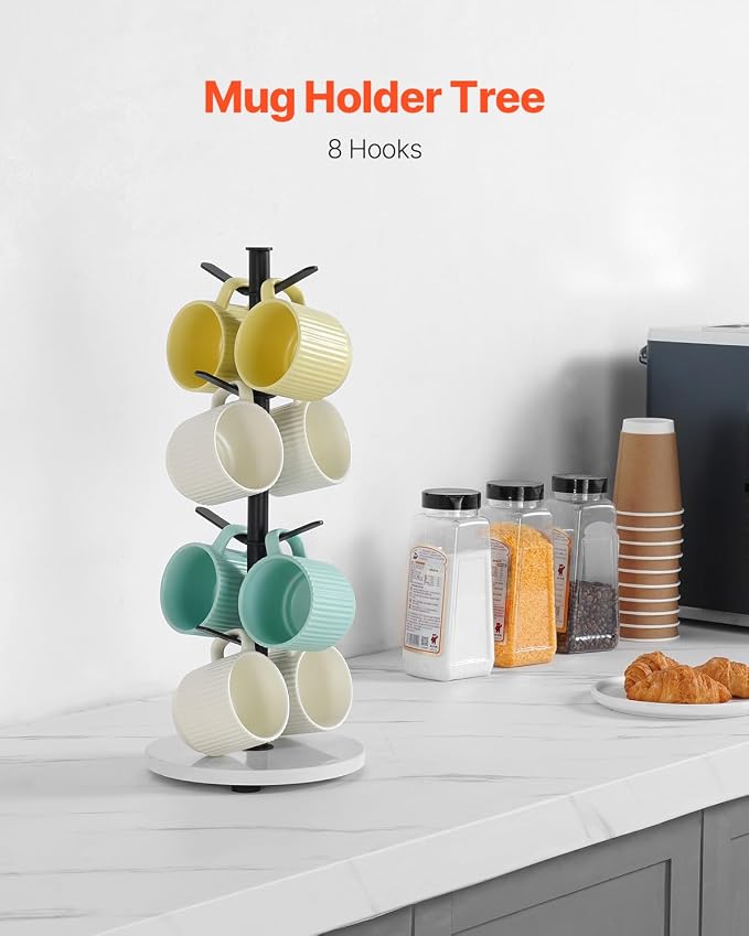 VEVOR Mug Holder Tree with Marble Base, 8 Hooks Coffee Cup Holder - Image 2