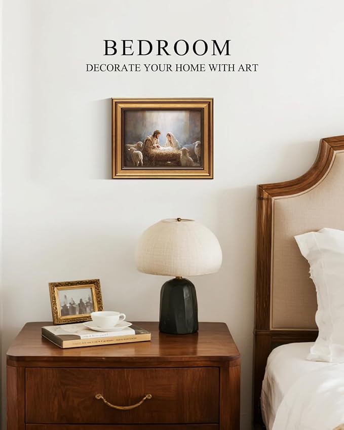 ARPEOTCY Gold Framed Christian Wall Art, 8x10 Inch Holy Family Canvas Print - Image 5
