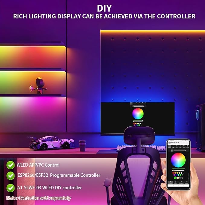 WS2812B IC RGB 5050SMD ECO Individual Addressable LED Strip Light, 16.4FT - Image 6