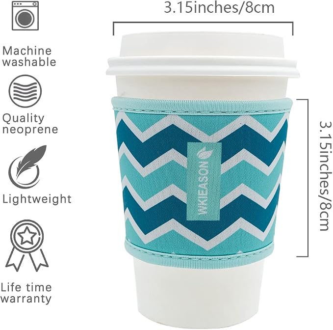 WK IEASON Reusable Hot Cup Insulator Sleeves Neoprene Hot Tea Cup Holder - Image 6