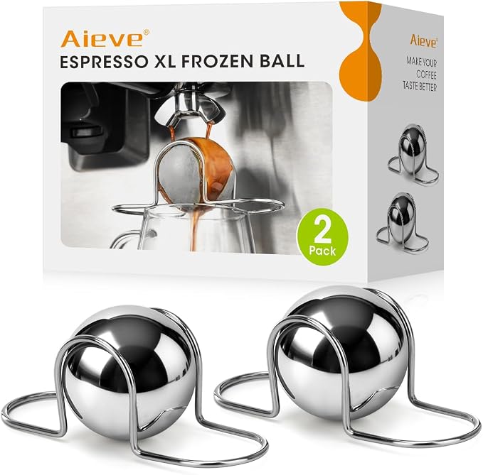 AIEVE XL Espresso Cooling Ball, 2 Pack Upgraded Large Coffee Chiller, Stainless by Aieve