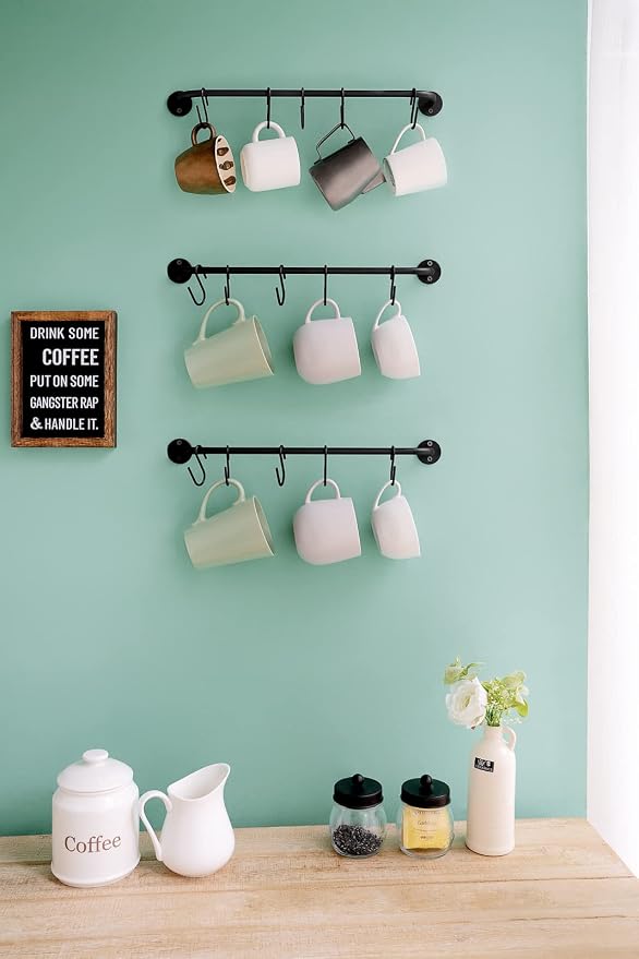 Mkono Mug Holder Wall Mounted Coffee Cup Rack Hanger Modern Metal Wall Rack - Image 3