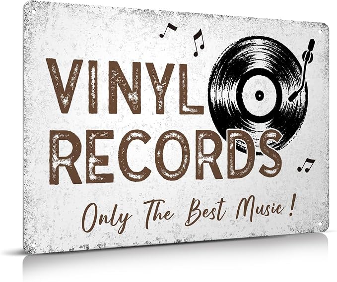 Music Decor Vinyl Records Only The Best Music Metal Signs by Moanlor+Art