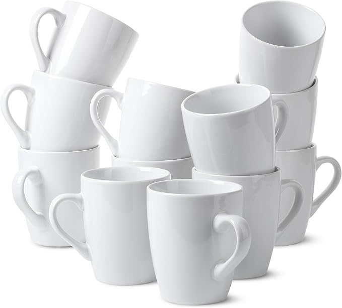 BTaT- White Coffee Mug Set, 12 Pack, Ceramic Coffee Cups | Bulk Mug Set by BrewToATea