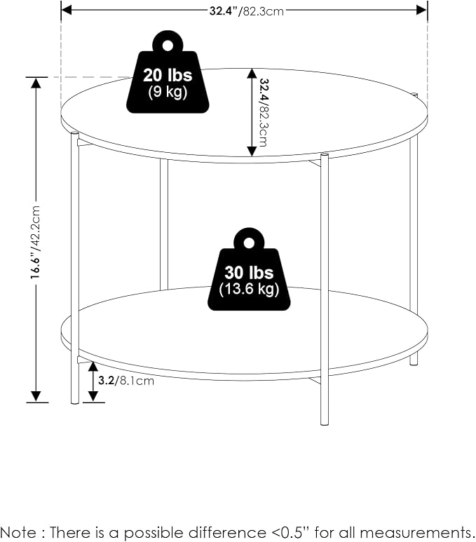 Furinno BESI Coffee Table, 2-Tier Round Modern Coffee Table - Image 3