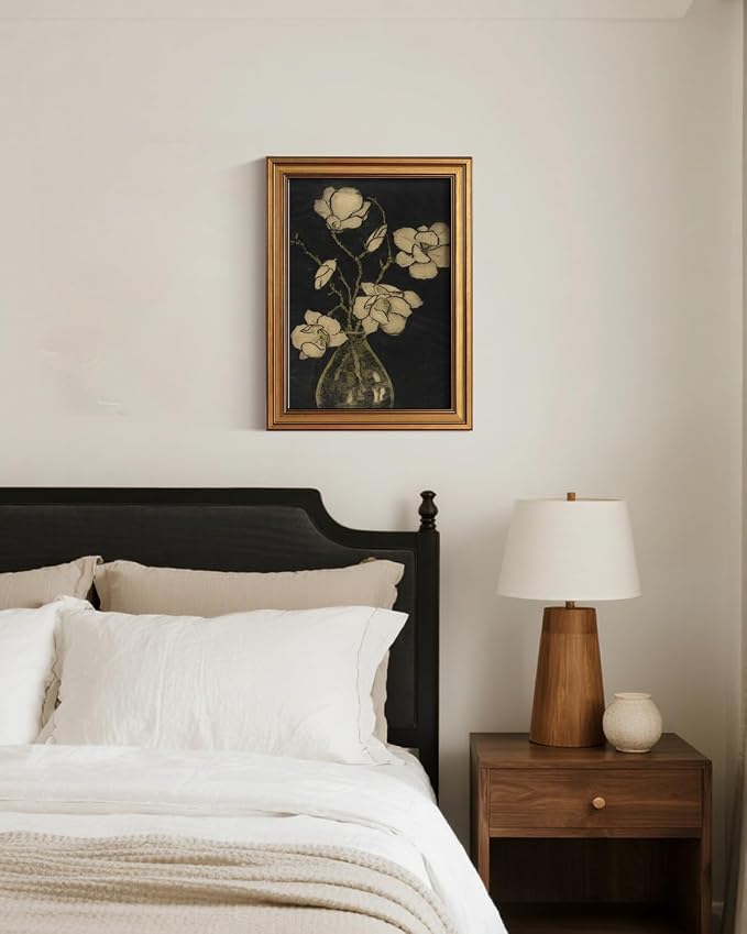 ARPEOTCY Gold Framed Canvas Wall Art, 12x16 Inch Vintage Botanical Floral Still - Image 3