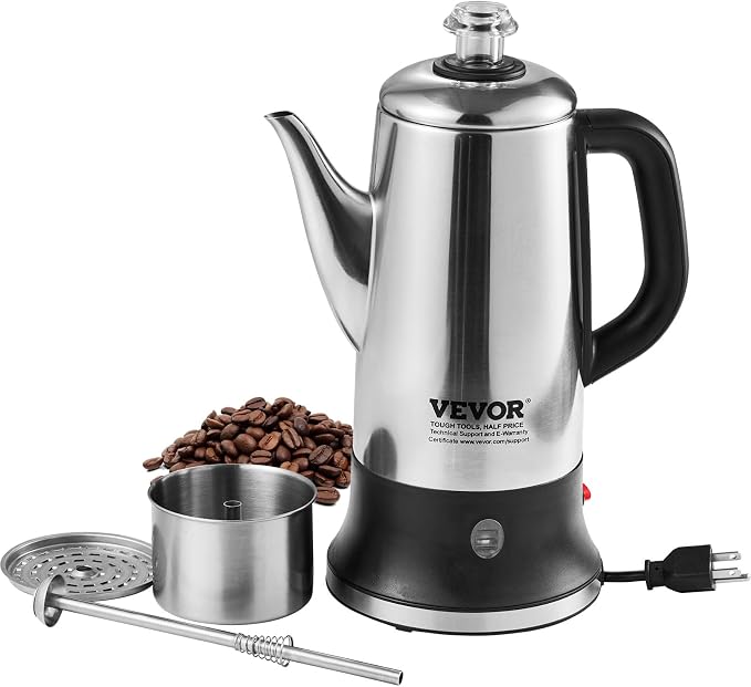 VEVOR 12-Cup Electric Percolator Coffee Pot, 304 Stainless Steel Body Coffee by VEVOR