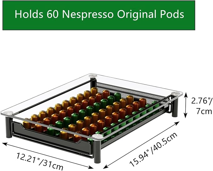 SEVENLINE Crystal Tempered Glass Coffee Pod Storage Drawer Compatible - Image 2