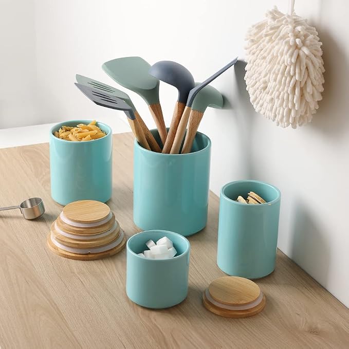 Sweejar Kitchen Canisters Ceramic Food Storage Jar Set, Stackable Containers - Image 5