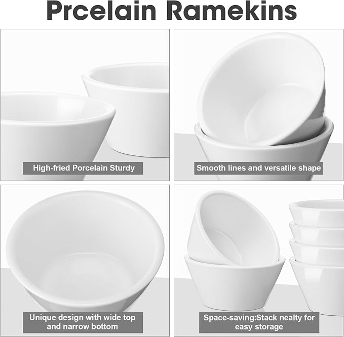 Domensi 18 Pcs 8 oz Porcelain Bowls Small Dessert Bowls Porcelain Broth Cups - Image 2