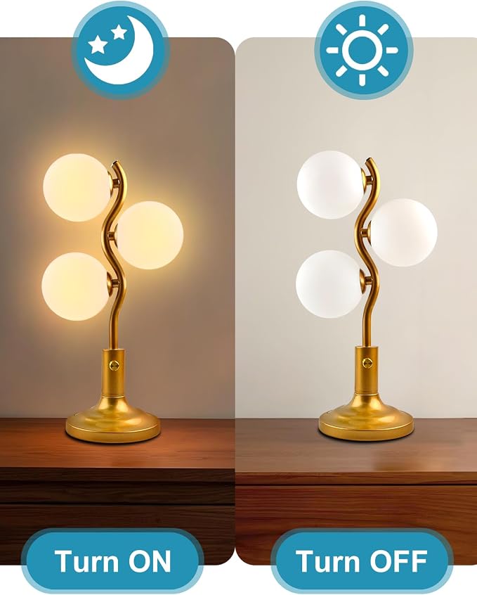Lightdot Mid Century Globe Table Lamp Dimmable Modern 3 Lights Gold Desk Lamp - Image 9