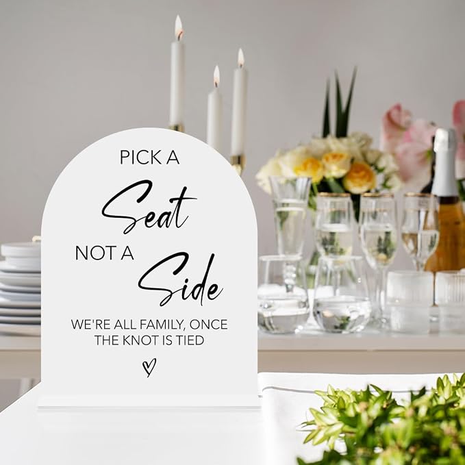 Pick A Seat Not A Side Wedding Sign, Choose a Seat Sign Wedding Ceremony - Image 3