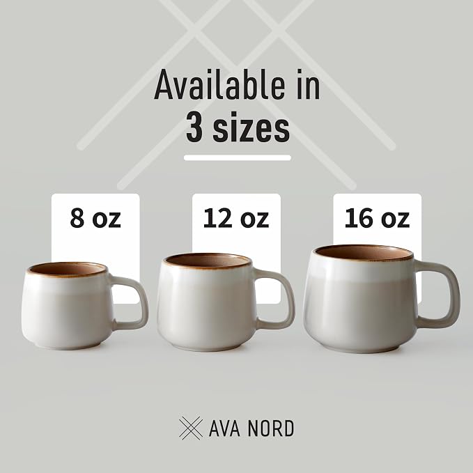 Ava Nord Ceramic Coffee Mugs Set of 4 | 12 oz Stoneware Coffee Cups | Lead-Free - Image 5