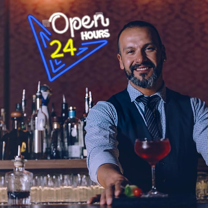 Open 24 Hours Neon Sign, Led Sign, Bar Neon Light Sign, Open 24 Hours Sign Pub - Image 7