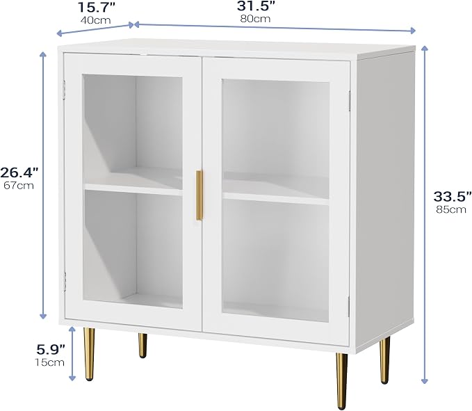 Housoul Buffet Cabinet with LED Lights, Sideboard Cabinet with 2 Doors Acrylic - Image 2