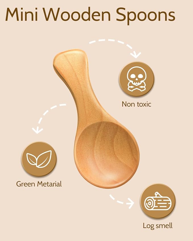 MORGLES 3.15 Inch Small Wooden Spoons, Coffee & Tea, Little wooden Spoons - Image 6