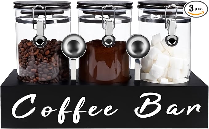 3 x 54 oz Glass Coffee Bean Storage Container by Liengoron