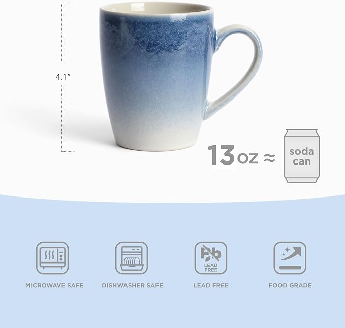famiware Coffee Mugs Set, 13oz Mug Set of 6, Stoneware Cups - Image 5