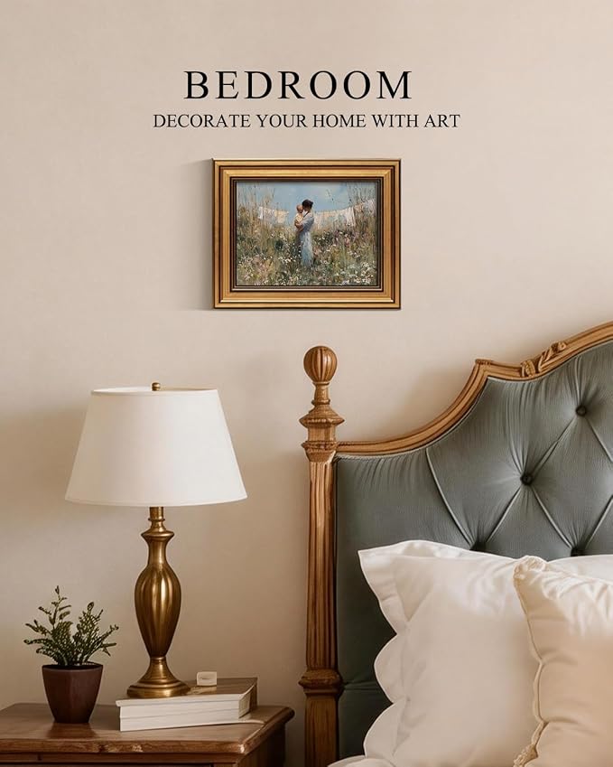 ARPEOTCY Vintage Gold Framed Canvas Wall Art, 8x10 Mother and Child Floral - Image 5
