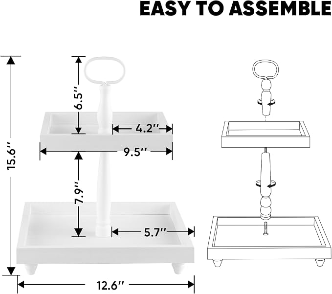 Tiered Tray Stand, Rustic Wooden 2 Tier Decorative Tray - Image 2