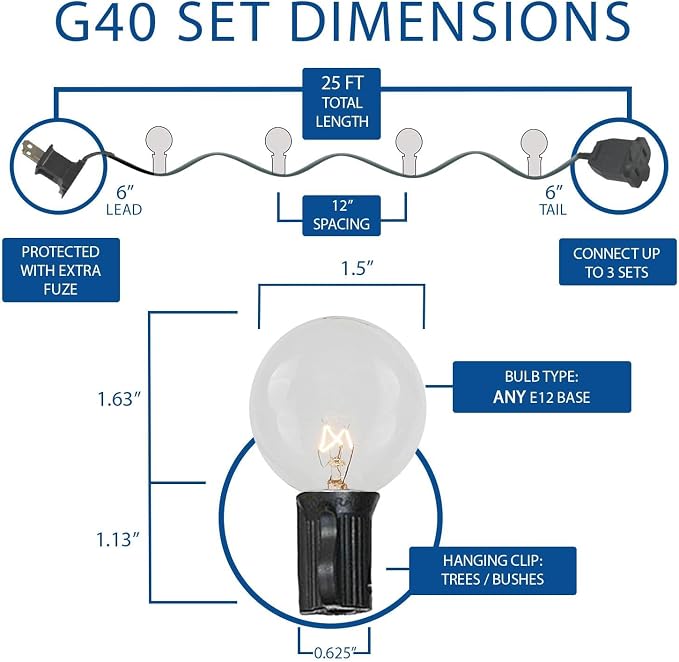 G40 Patio String Lights with 25 Purple Globe Bulbs - Image 5