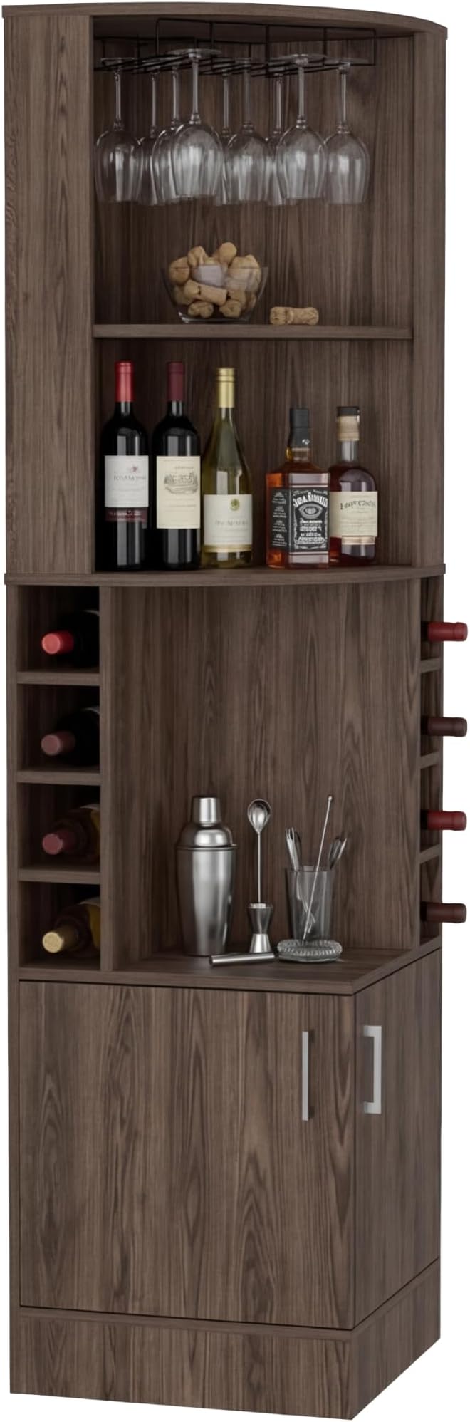Tuhome Syrah Corner Bar Cabinet, Tall 71.1" Liquor Cabinet by TUHOME