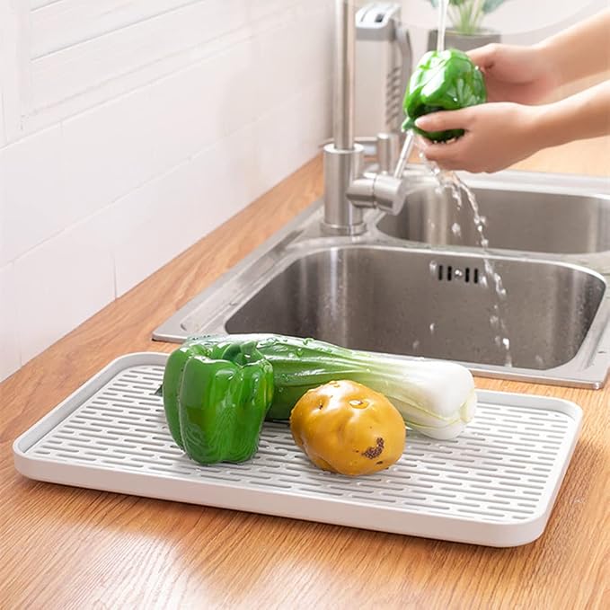2 Pack Serving Tray & Dish Rack & Flat Drain Board, Fruit Drain, Cup Drain - Image 4
