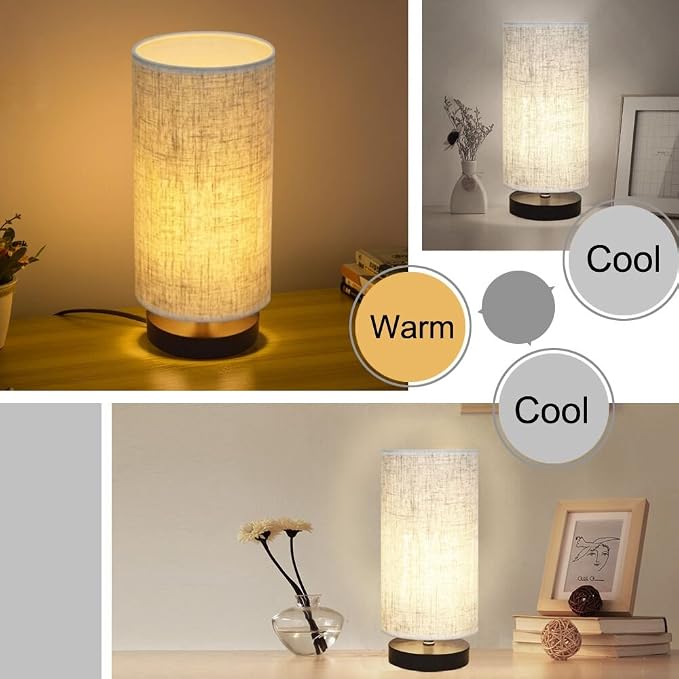 lifeholder Table Lamp, Bedside Nightstand Lamp, Simple Desk Lamp, Fabric Wooden - Image 3