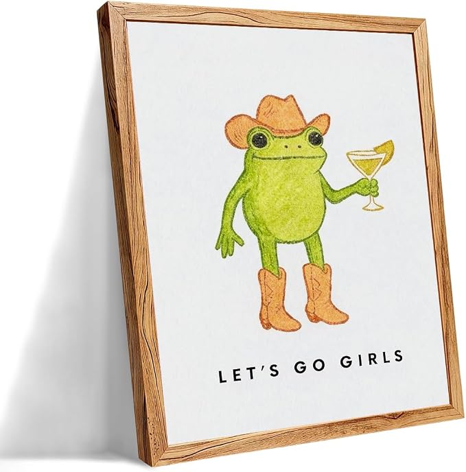 Framed Funny Kitchen Wall Art 16x20 inch Cute Frog Cowboy Quotes Poster Funky by Unknown