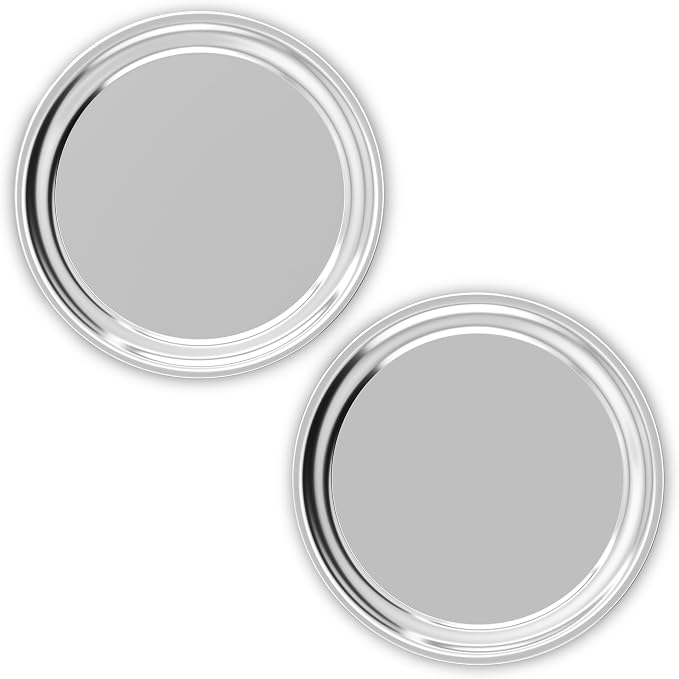 Stainless Steel Round Serving Tray 13.3 Inches Bar Silver Tray 2 Packs by olmaanseta