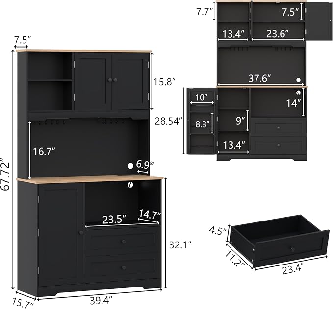 Gyfimoie 68" Tall Kitchen Pantry Storage Cabinet - Image 2